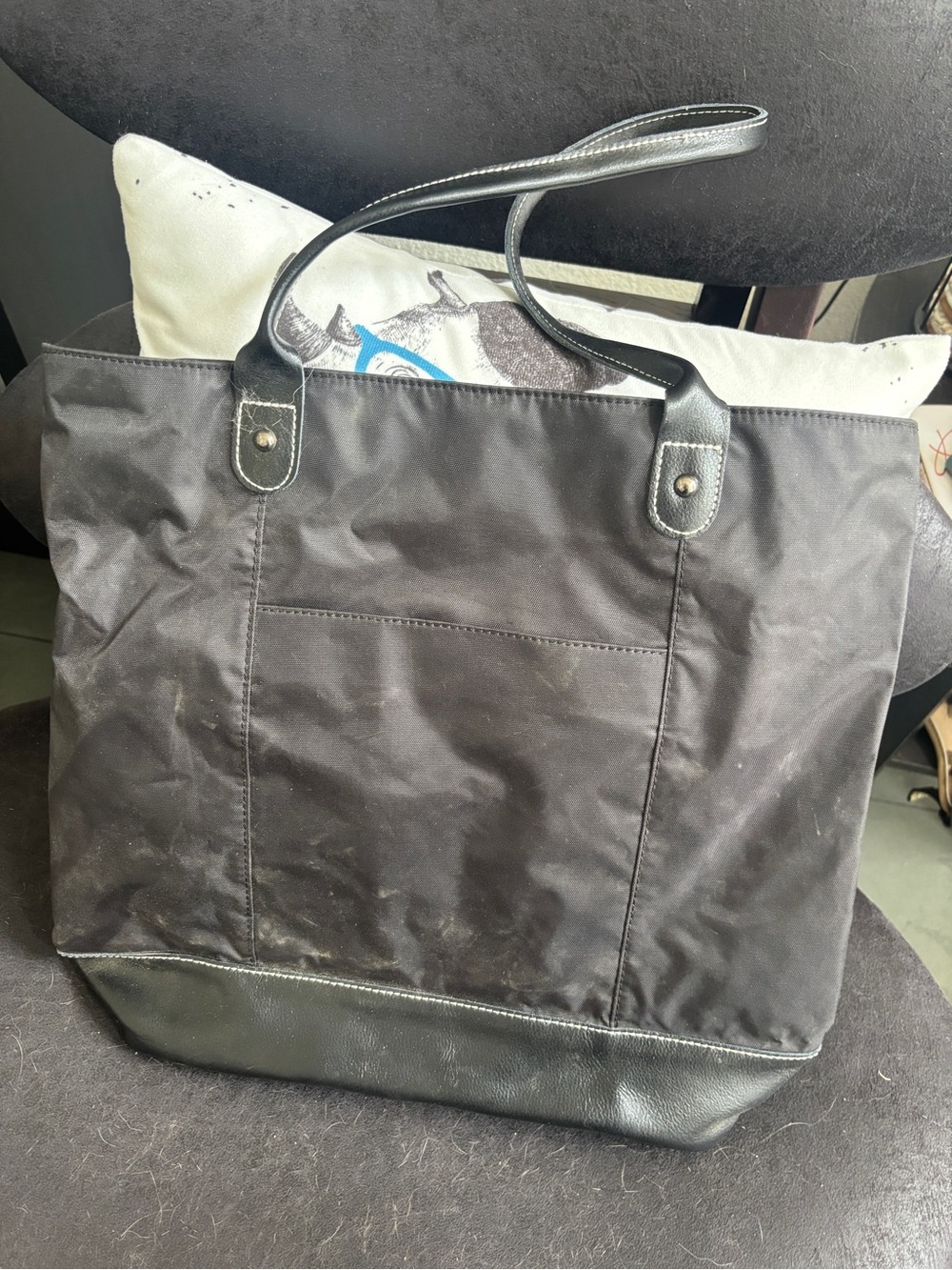 Wilsons Leather Black Tote with Leather Trim